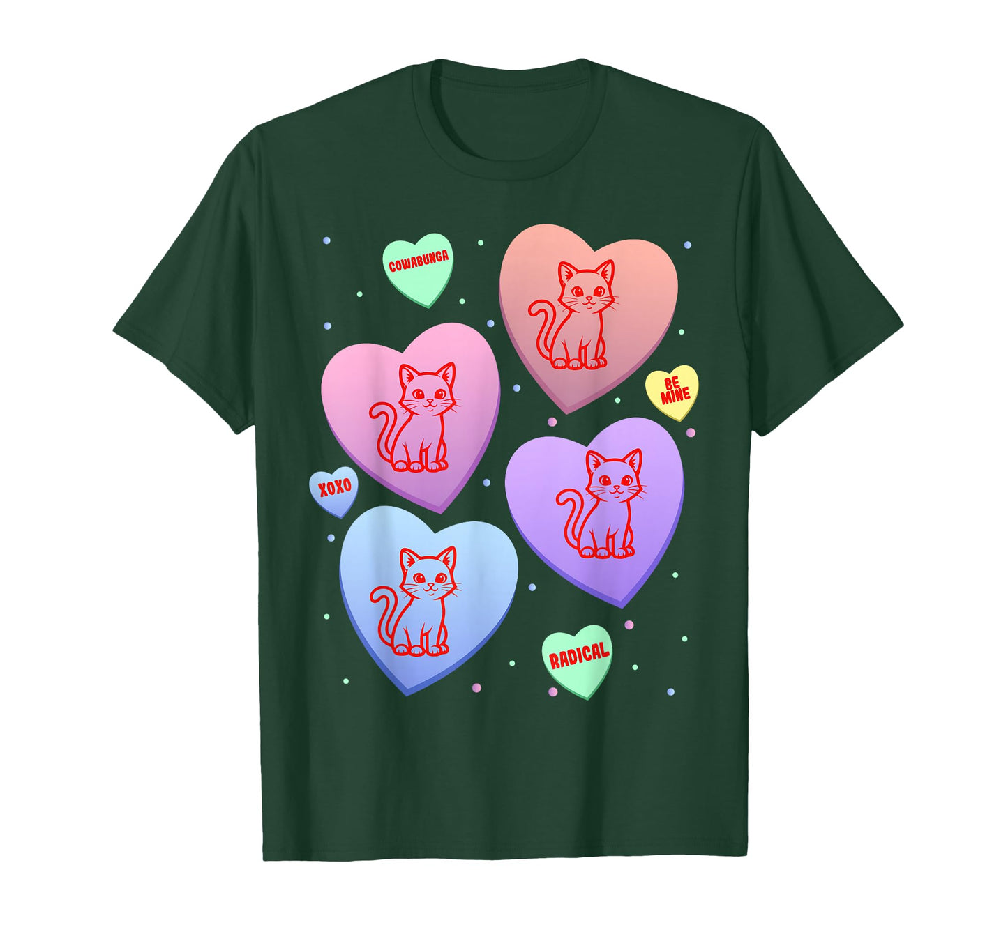 Cat Candy Heart Pastel Cute Kitten Valentines Day T-Shirt