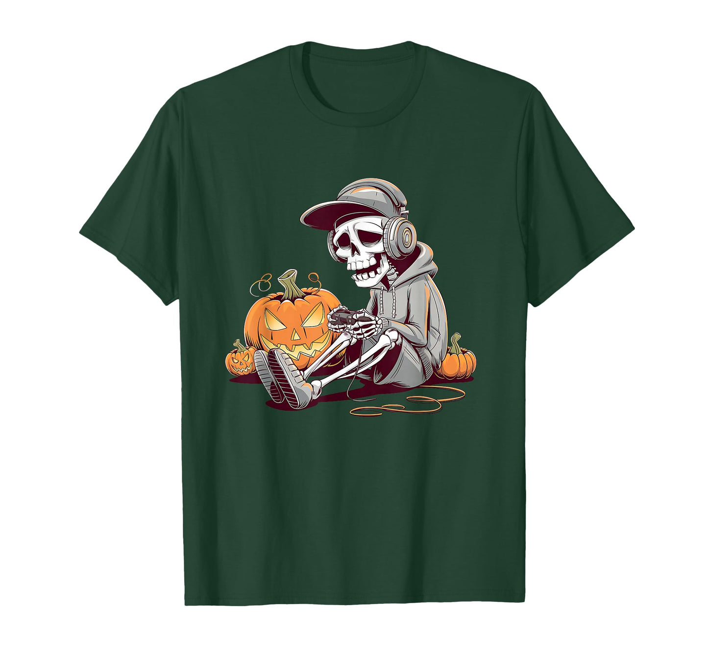 Halloween Skeleton Gamer Video Gaming Boys Men Kids Tees T-Shirt