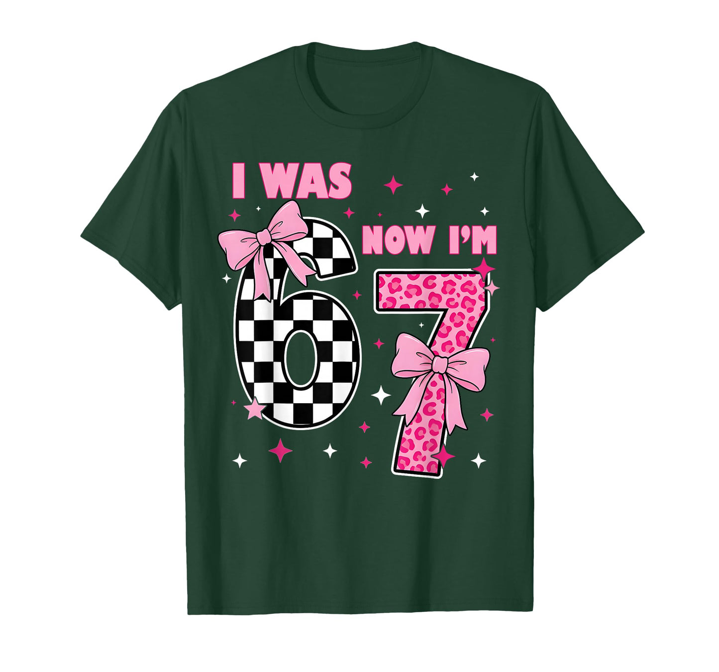 7th Birthday Girl I was 6 Now I'm 7 Coquette Bow Bday Party T-Shirt