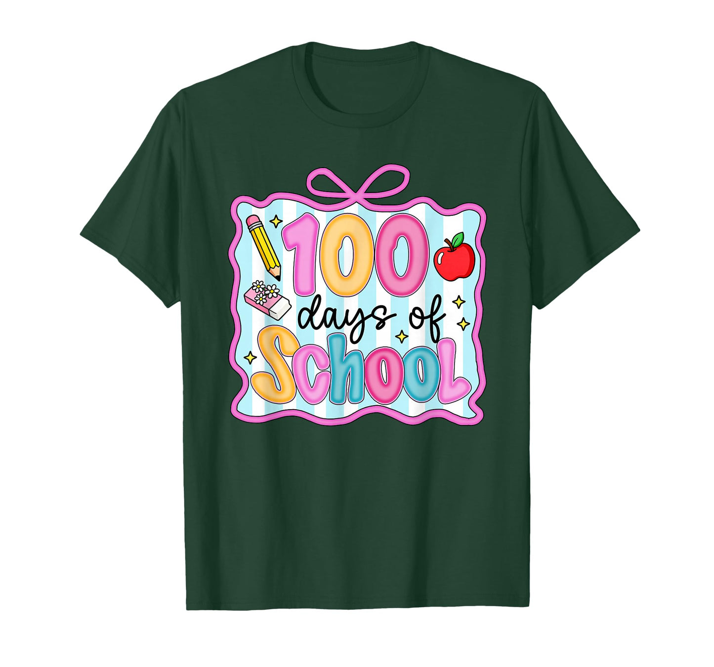 100 Days of School Preppy Coquette Bow 100th Day Teacher Kid T-Shirt