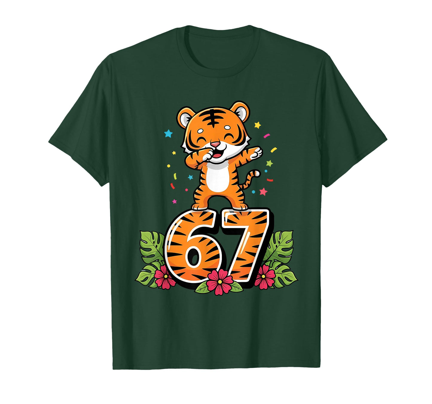 Six Seven Meme Dabbing Baby Tiger 67 Funny Gen Z Apha T-Shirt