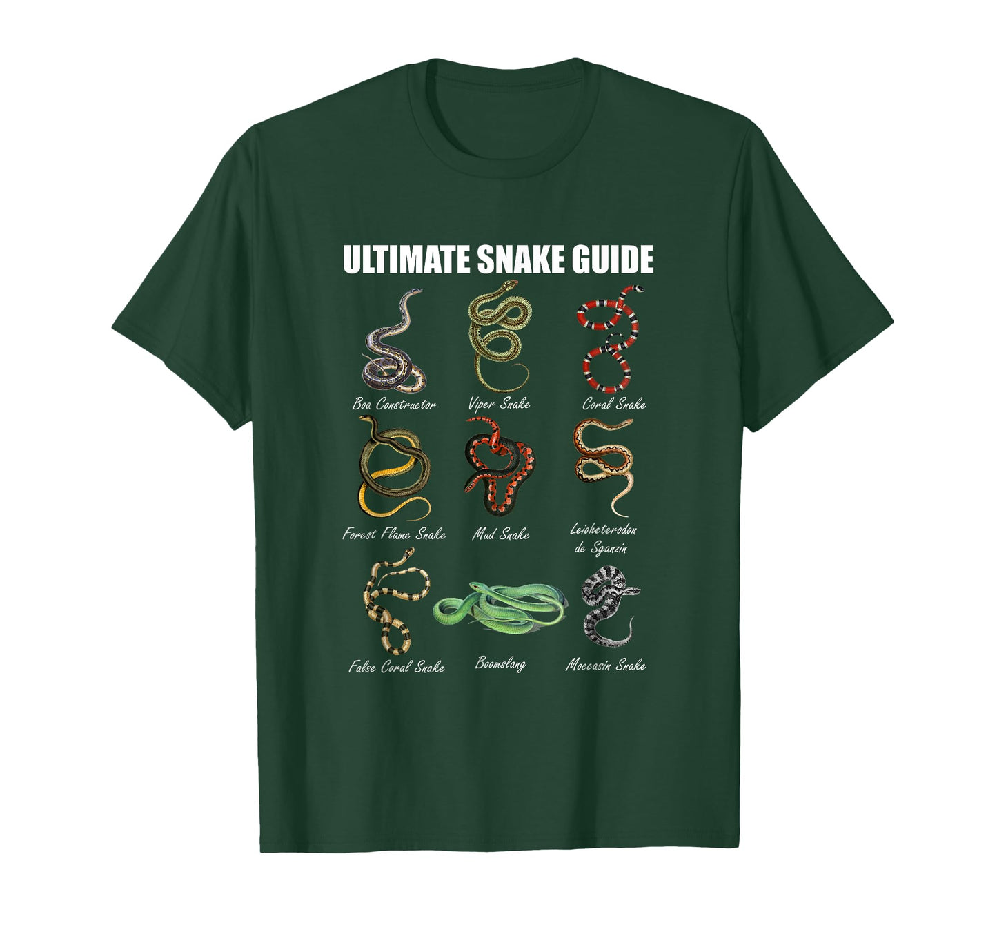 Snakes Educational Ultimate Snake Guide Reptile Lover T-Shirt
