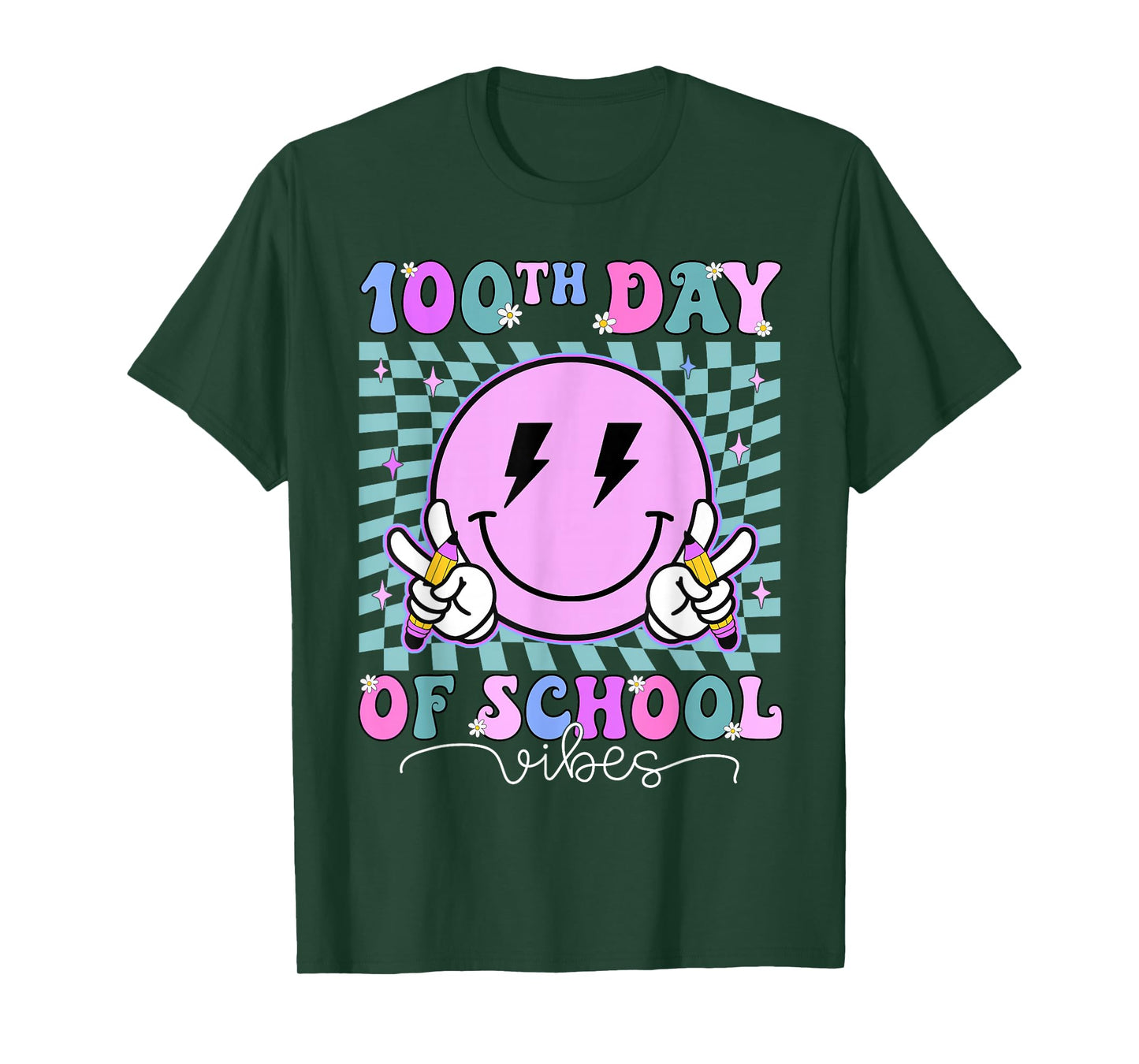 Funny 100 Days Shirt 100th Day of School Vibes Kid Boys Girl T-Shirt