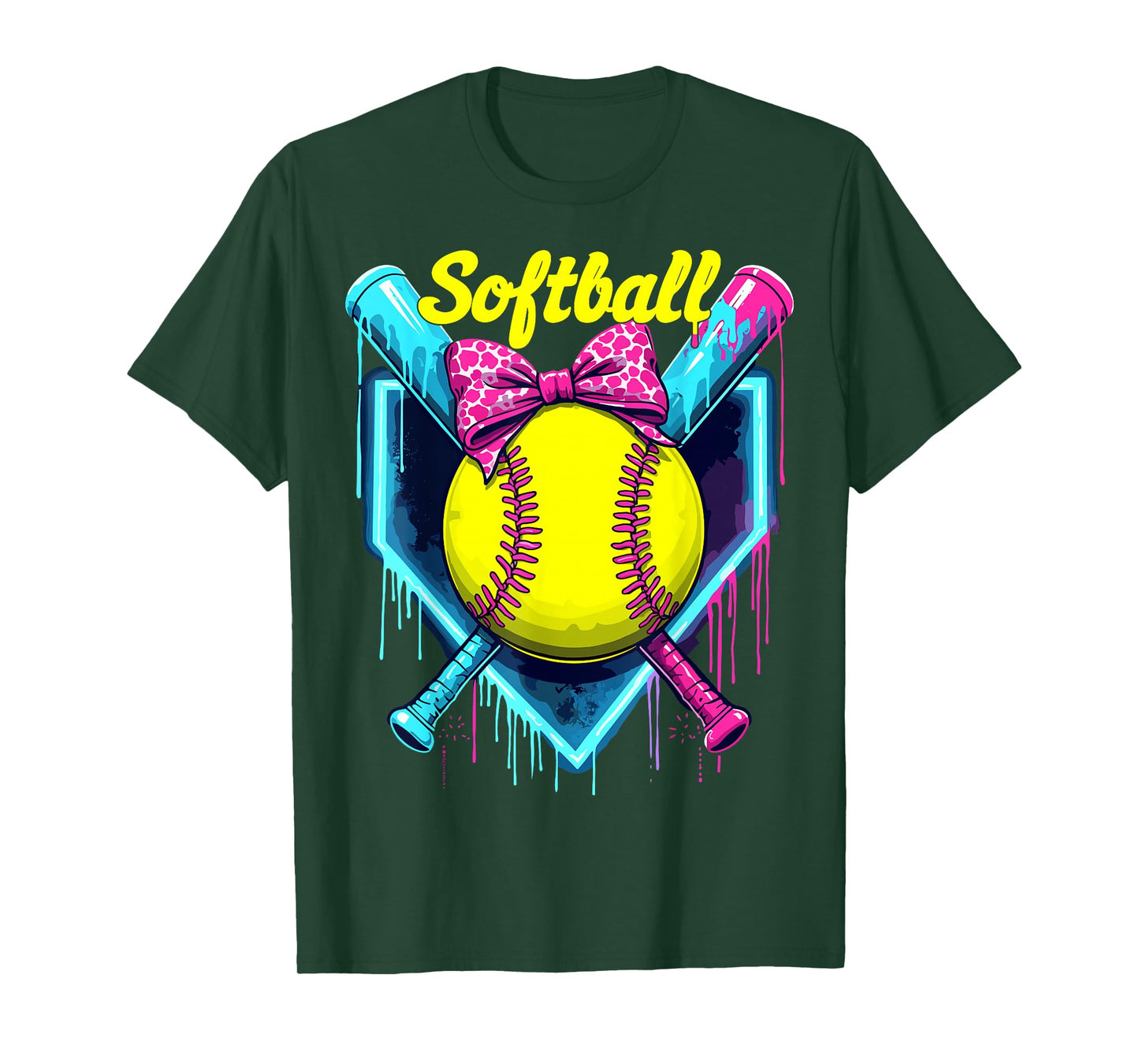 Softball Player Ice Cream Softball Drip T-Shirt