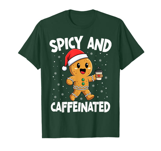 Spicy and Caffeinated Coffee Women Gingerbread Christmas T-Shirt