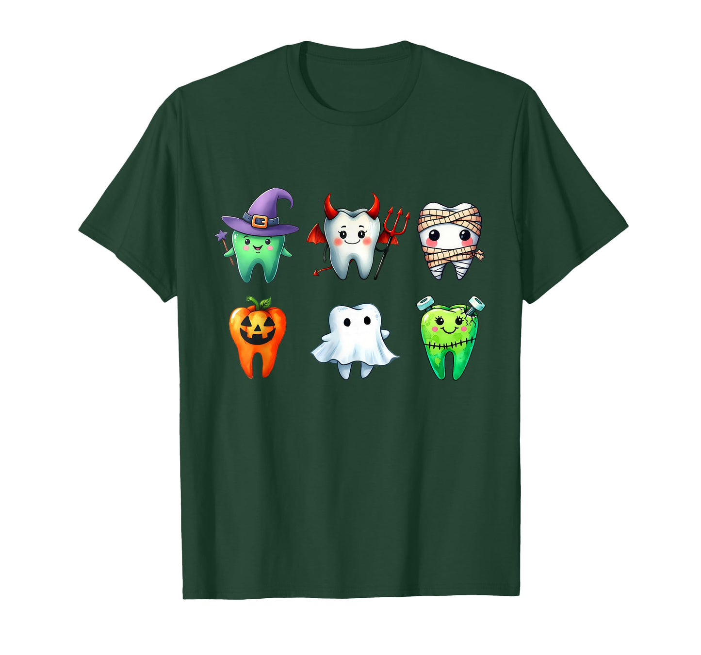 Teeth Ghost Pumpkin Witch Cute Dental Halloween Dentist T-Shirt