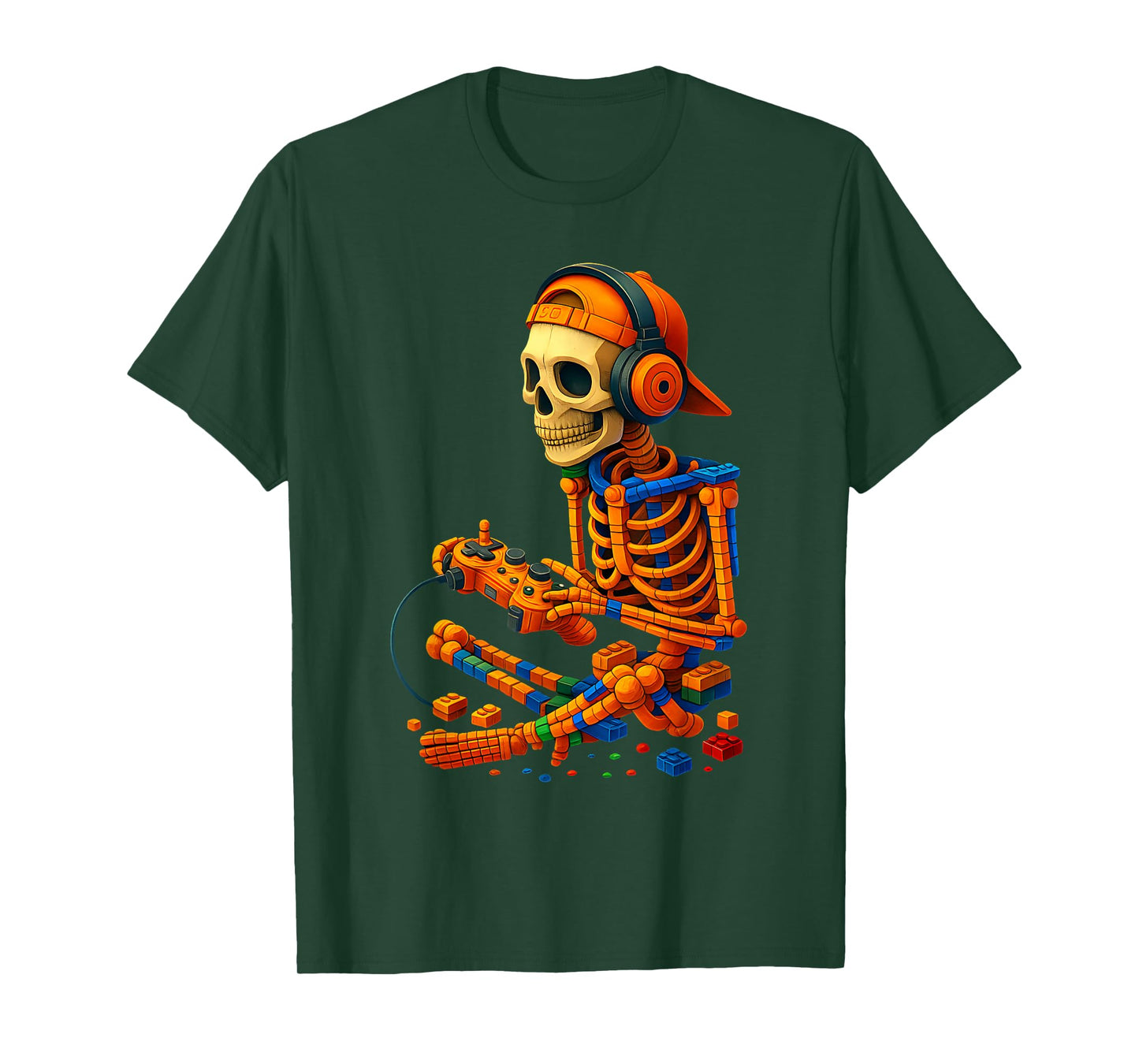 Halloween Skeleton Gamer Video Gaming Master Builder Boys T-Shirt
