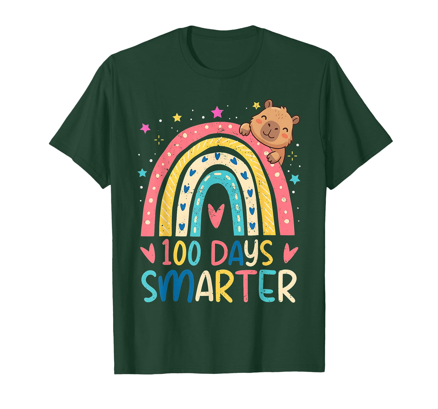 100 Days Smarter Kids Girls Capybara 100th Day of School T-Shirt
