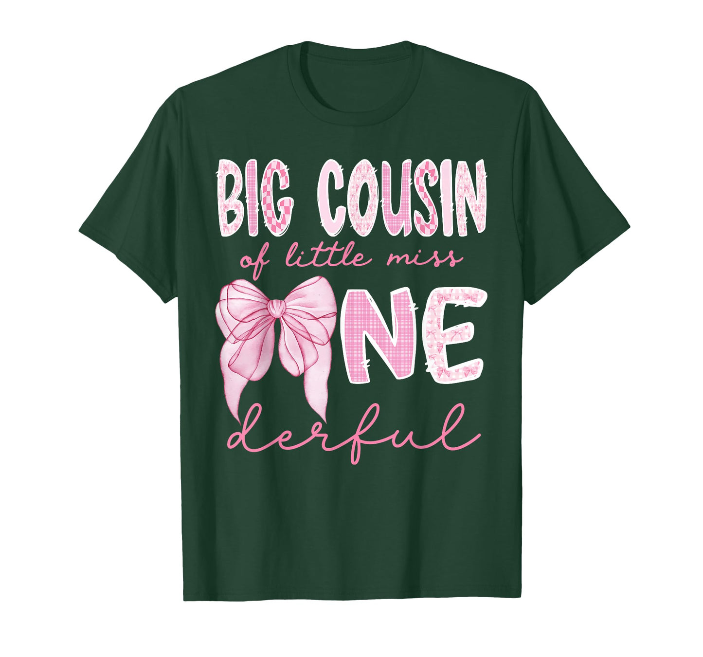 Big Cousin of Little Miss Onederful First Birthday Girl Bow T-Shirt