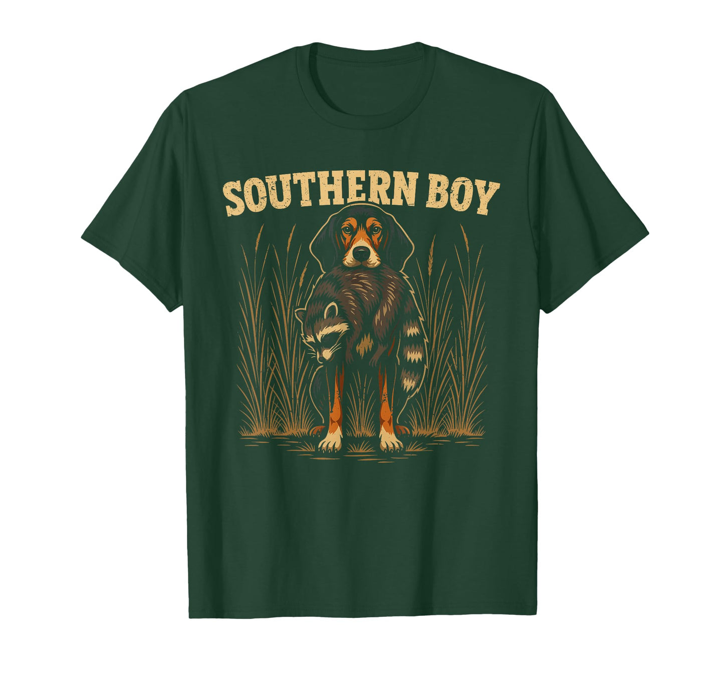 Coon Hunting Raccoon Hunter Hound Dog Southern Boy T-Shirt