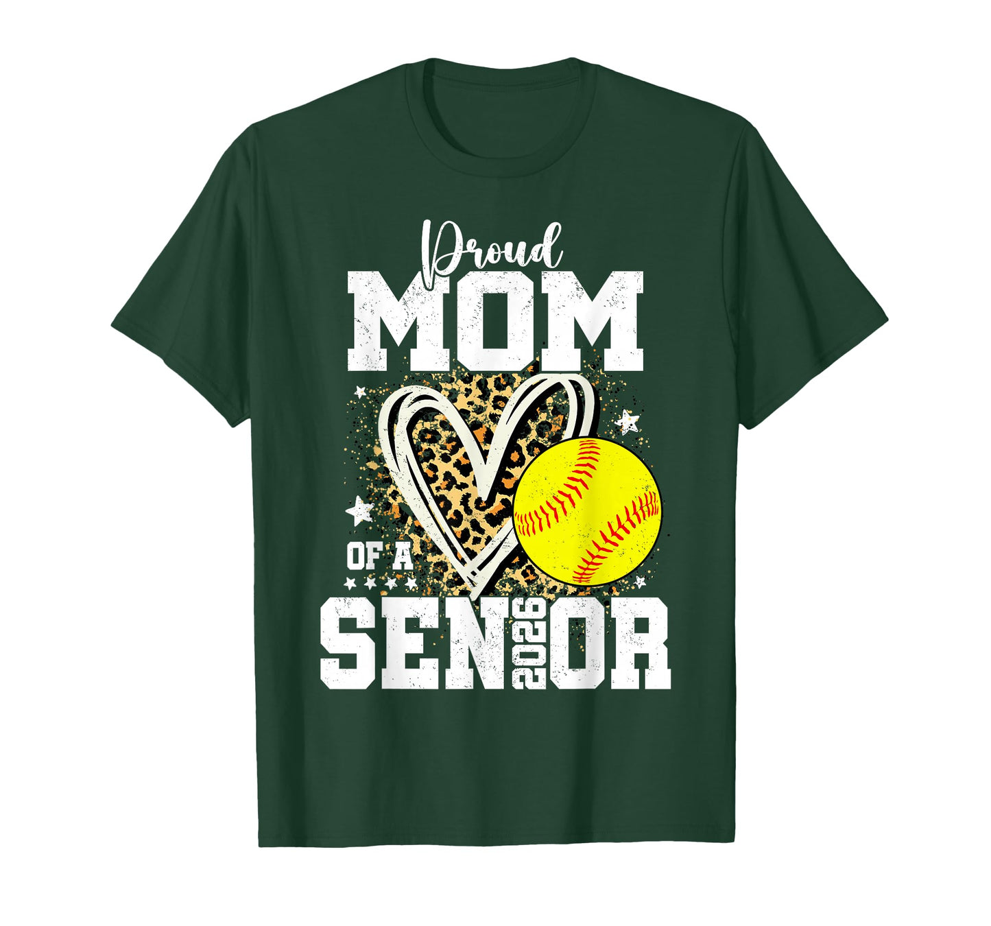 Proud Mom of A 2026 Senior Softball Graduation Leopard T-Shirt