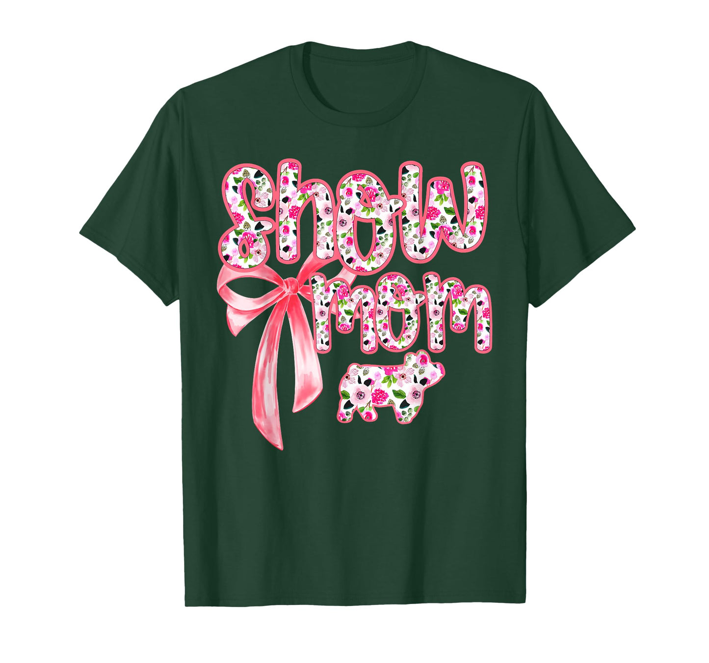 Show Mom Coquette Livestock Floral Stock Show Pig Mama T-Shirt