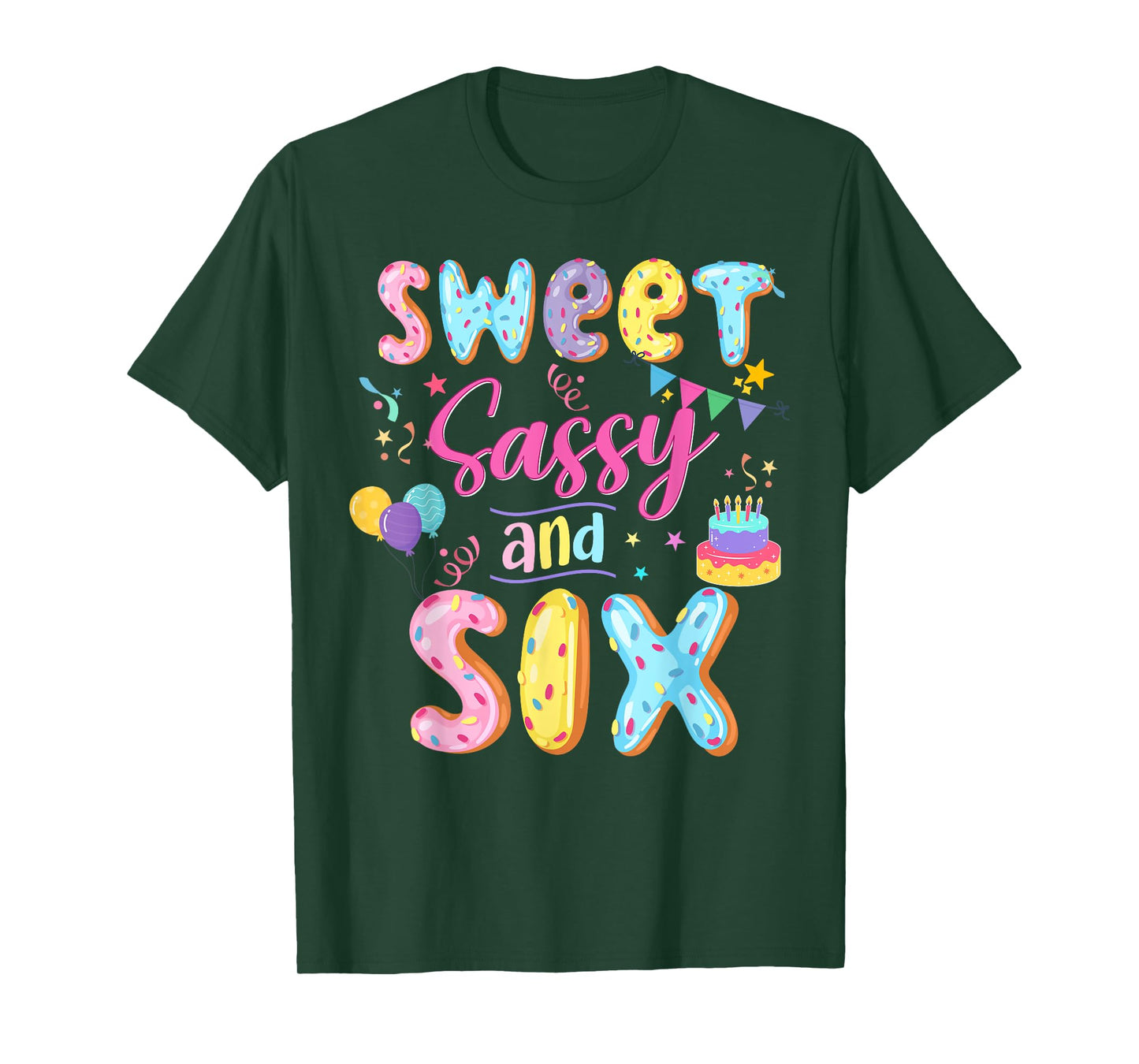 6Th Birthday Girl Sweet Sassy And Six Donut 6 Year Old Kid T-Shirt