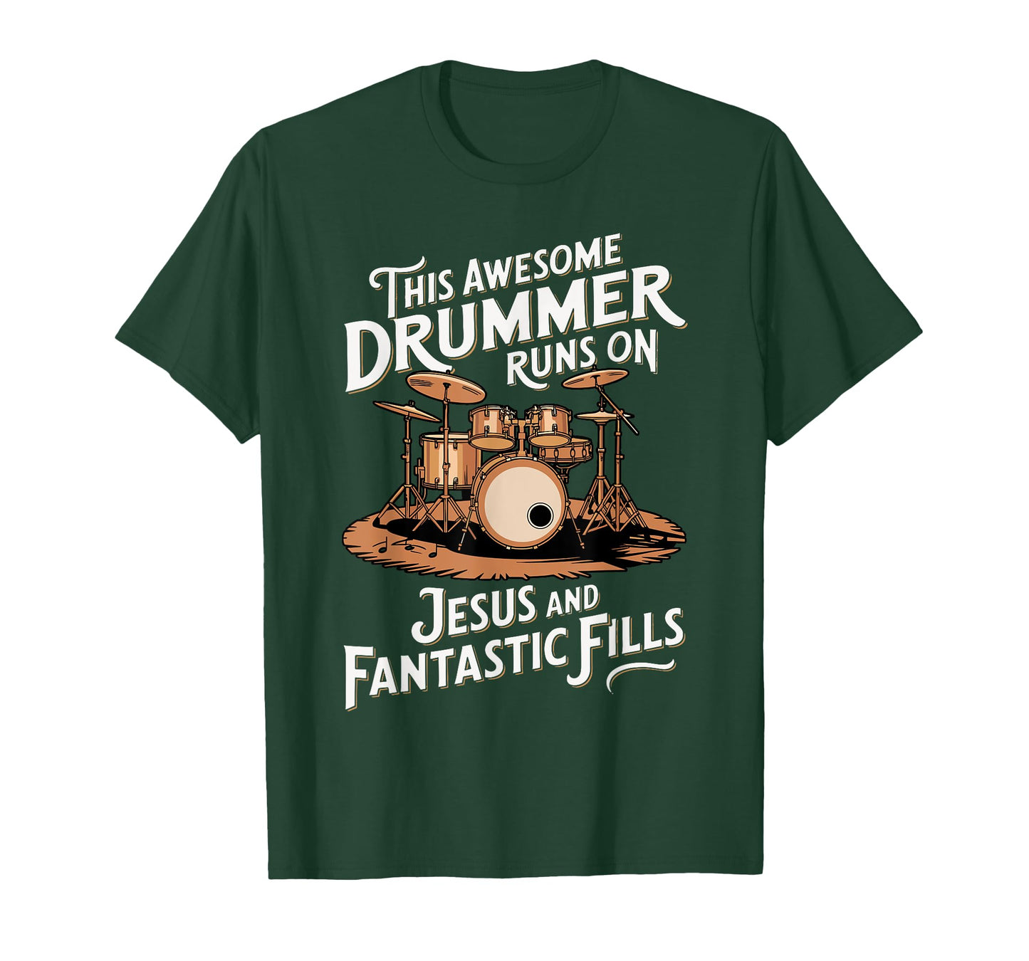 Runs On Jesus Fills Drum Drumming Music Instrument Drummer T-Shirt