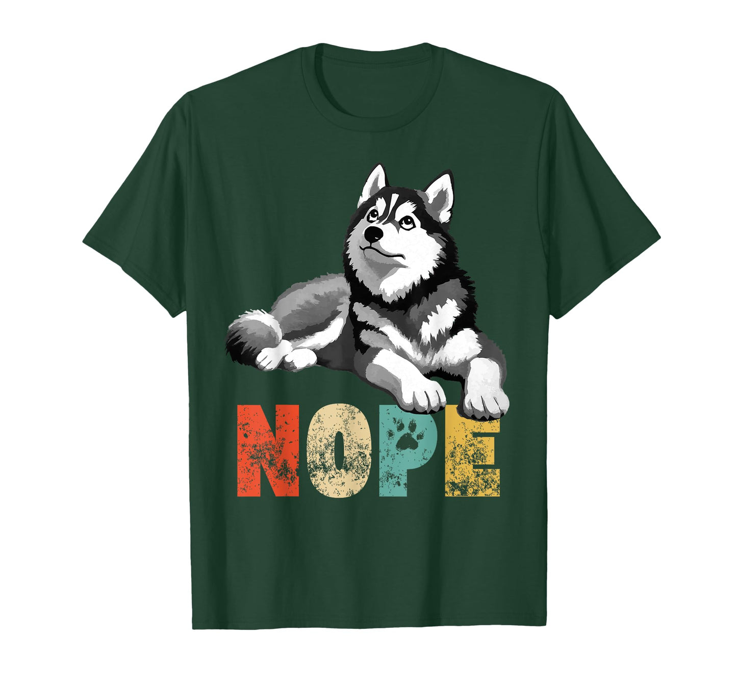 Vintage Nope Not Today Funny Lazy Siberian Husky Dog Owner T-Shirt for Men Women Kids