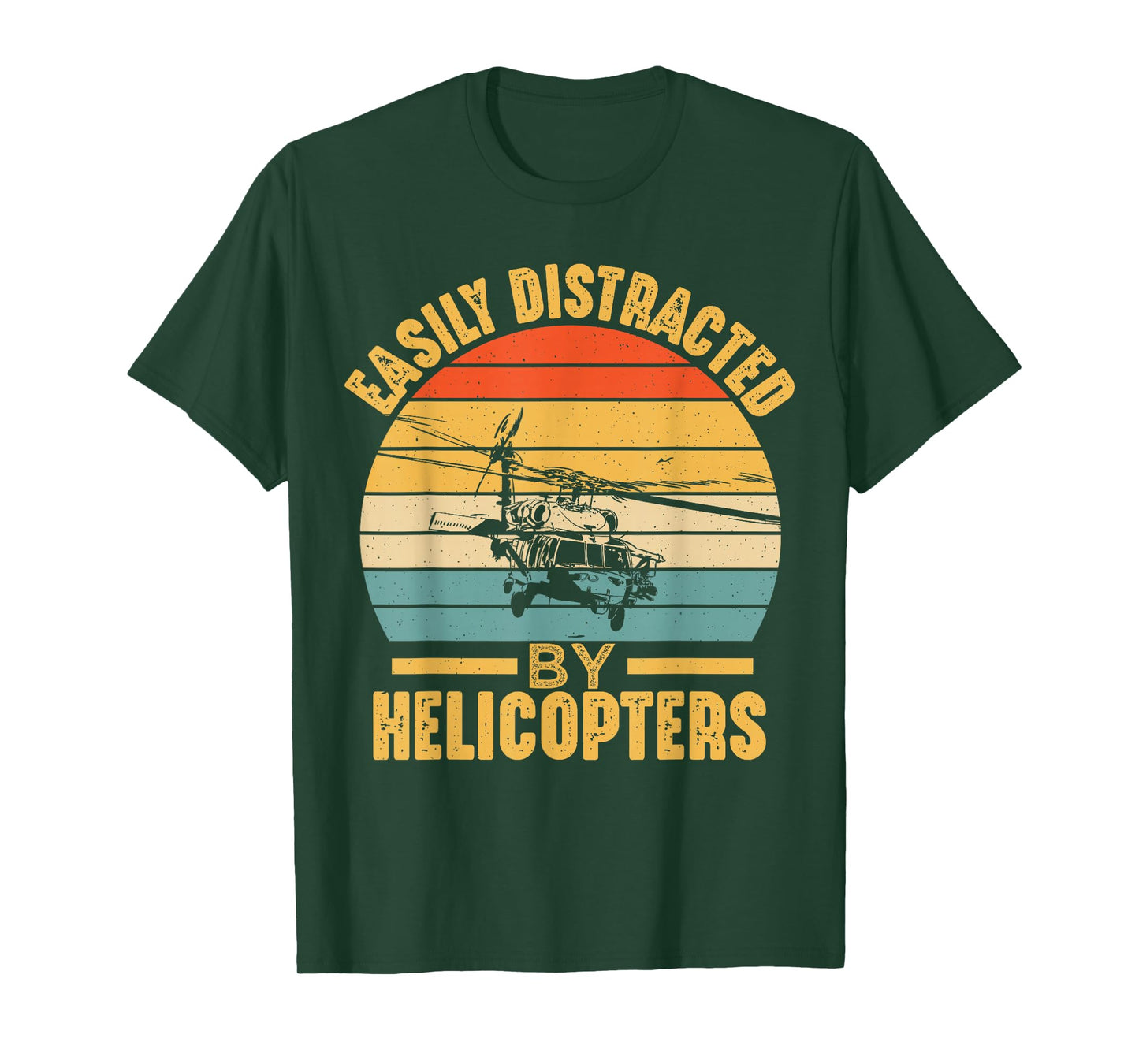Helicopter Pilot Ideas Easily Distracted By Helicopters Funny Unisex Black Cotton 65% Polyester 35% T-Shirt