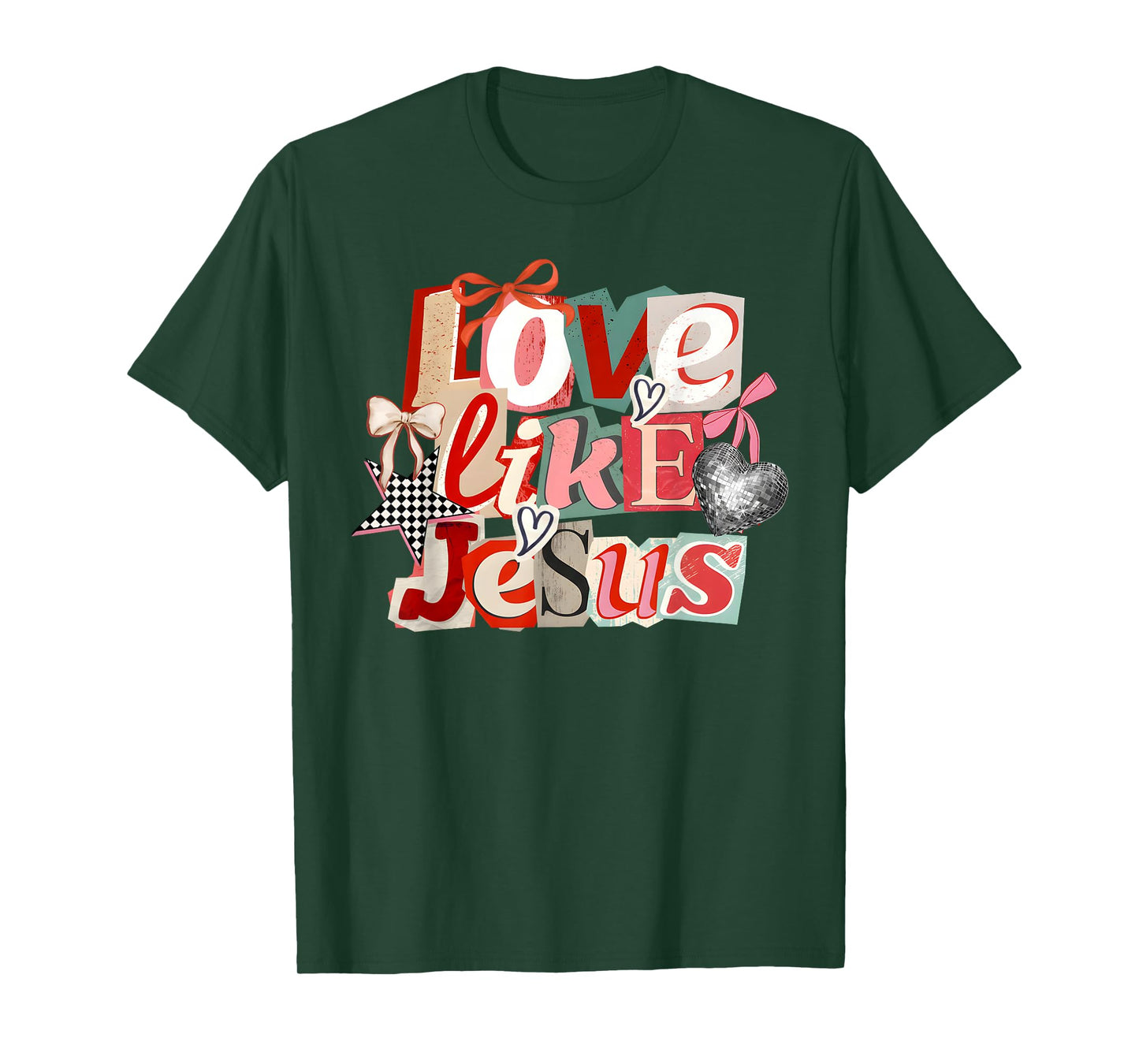 Retro Love Like Jesus Christian Aesthetic 80s Valentines Day T-Shirt