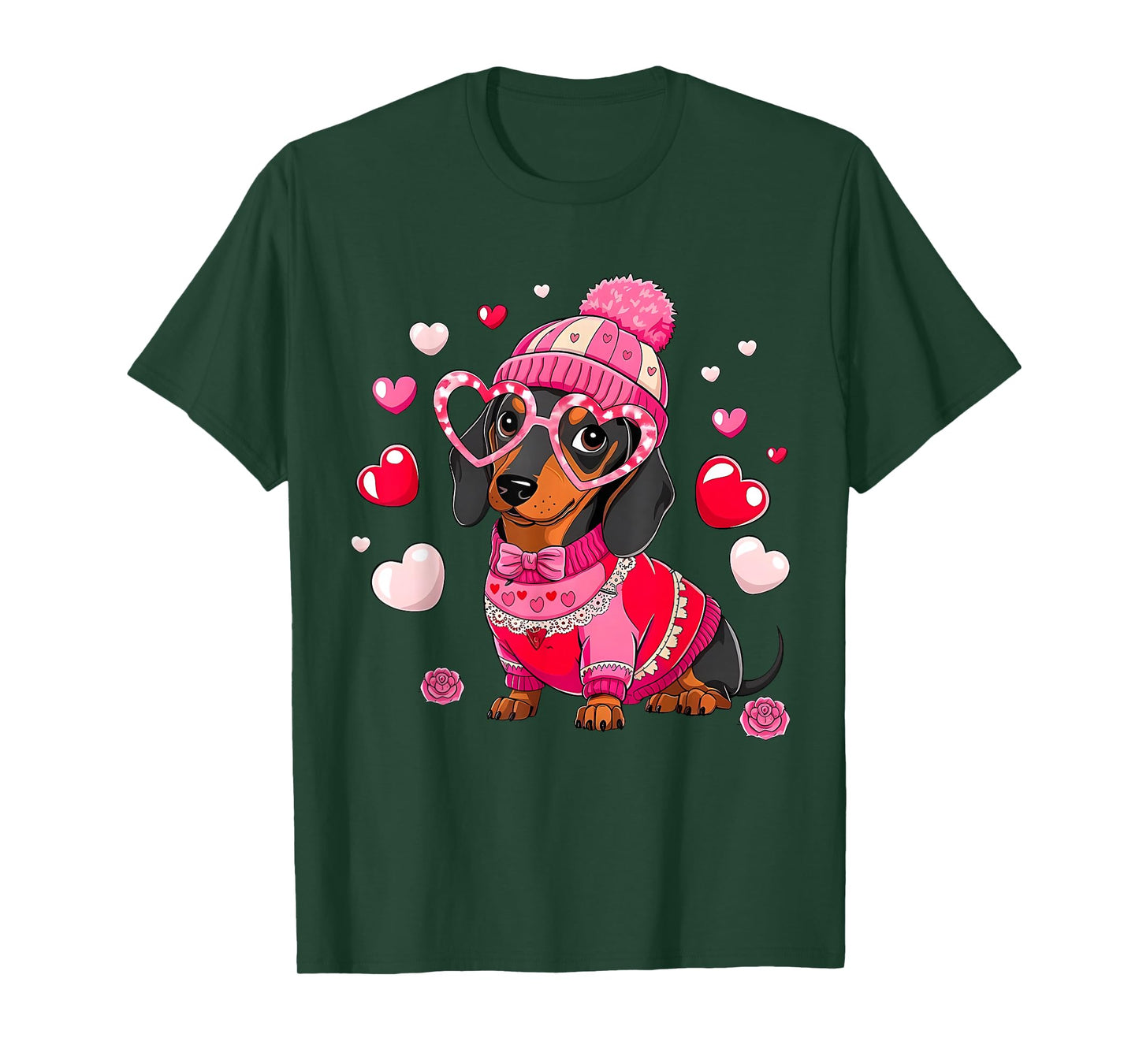 Cute Dachshund Valentine's Day Heart Lover Dog Mom Women T-Shirt