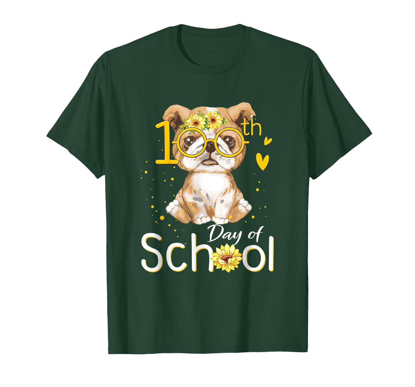 Happy 100 Days of School Bulldog 100th Day of School T-Shirt