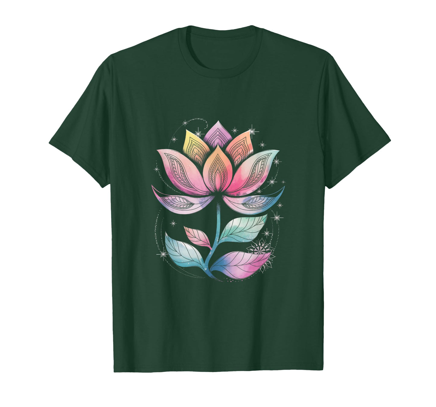 Bohemian Rainbow Lotus Flower Yoga Lotus flower T-Shirt