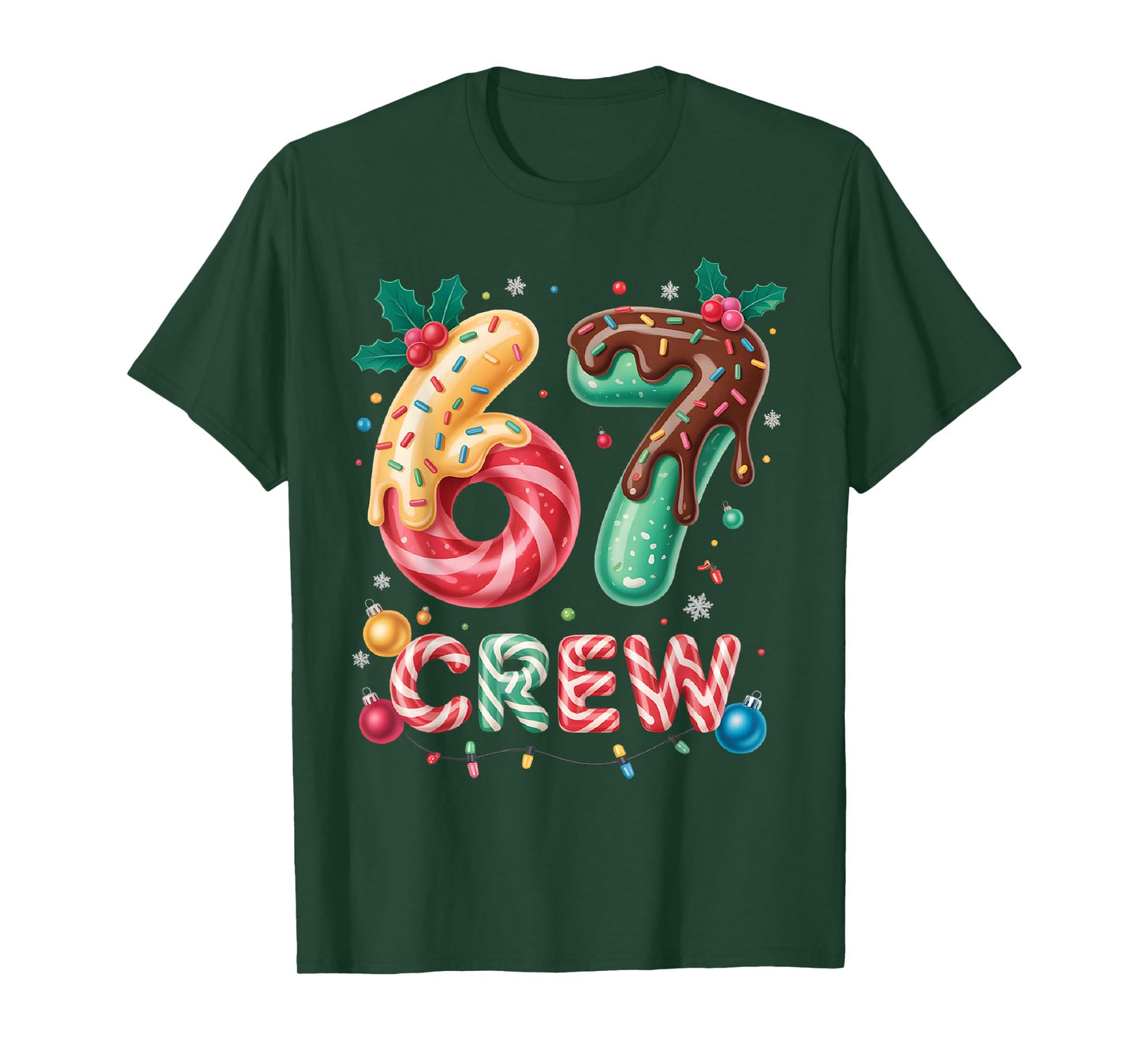 Funny 67 Six Seven Meme Christmas Crew Matching Outfit T-Shirt