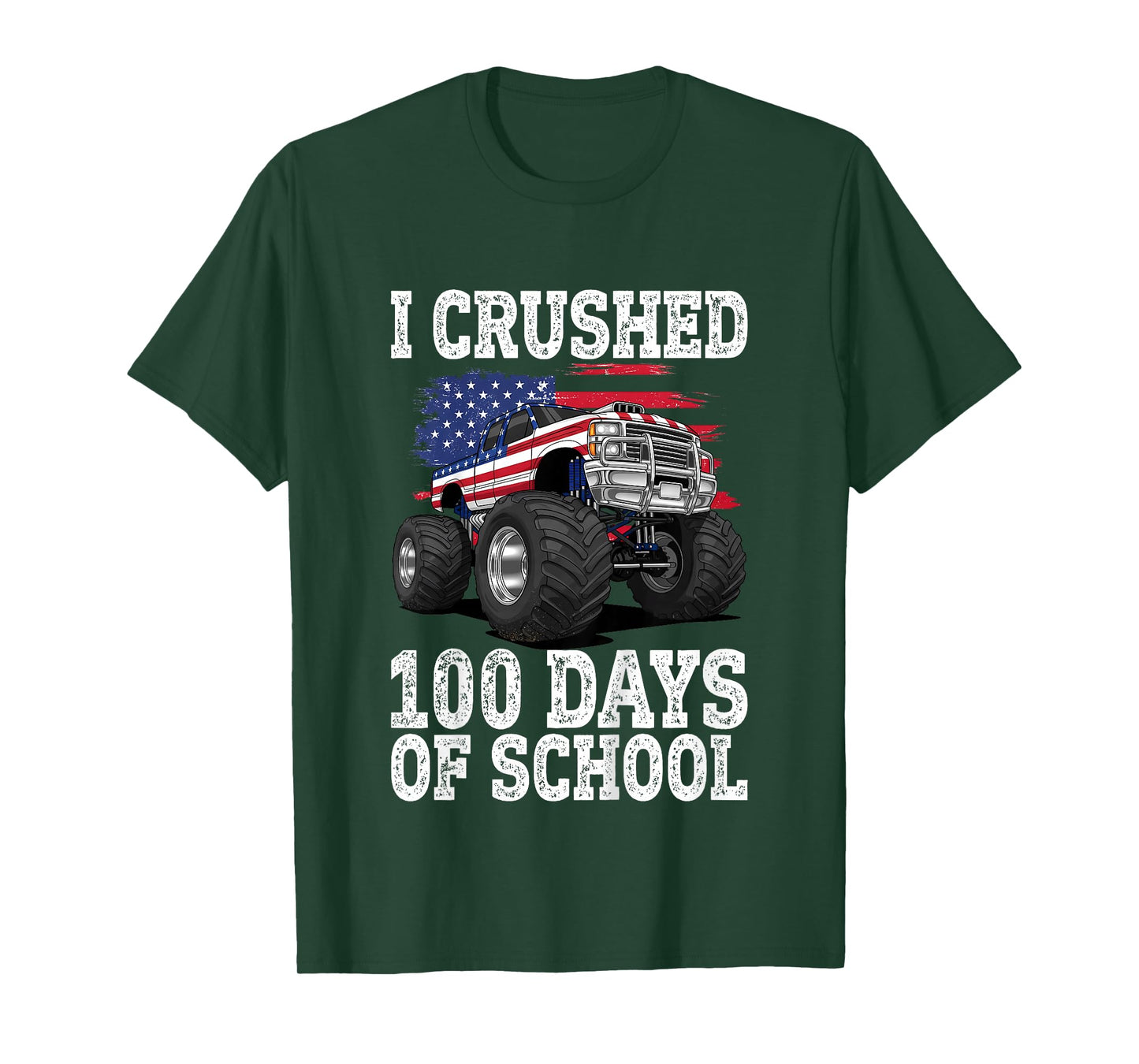Kids I Crushed 100 Days of School Monster Truck 100 Days Smarter T-Shirt