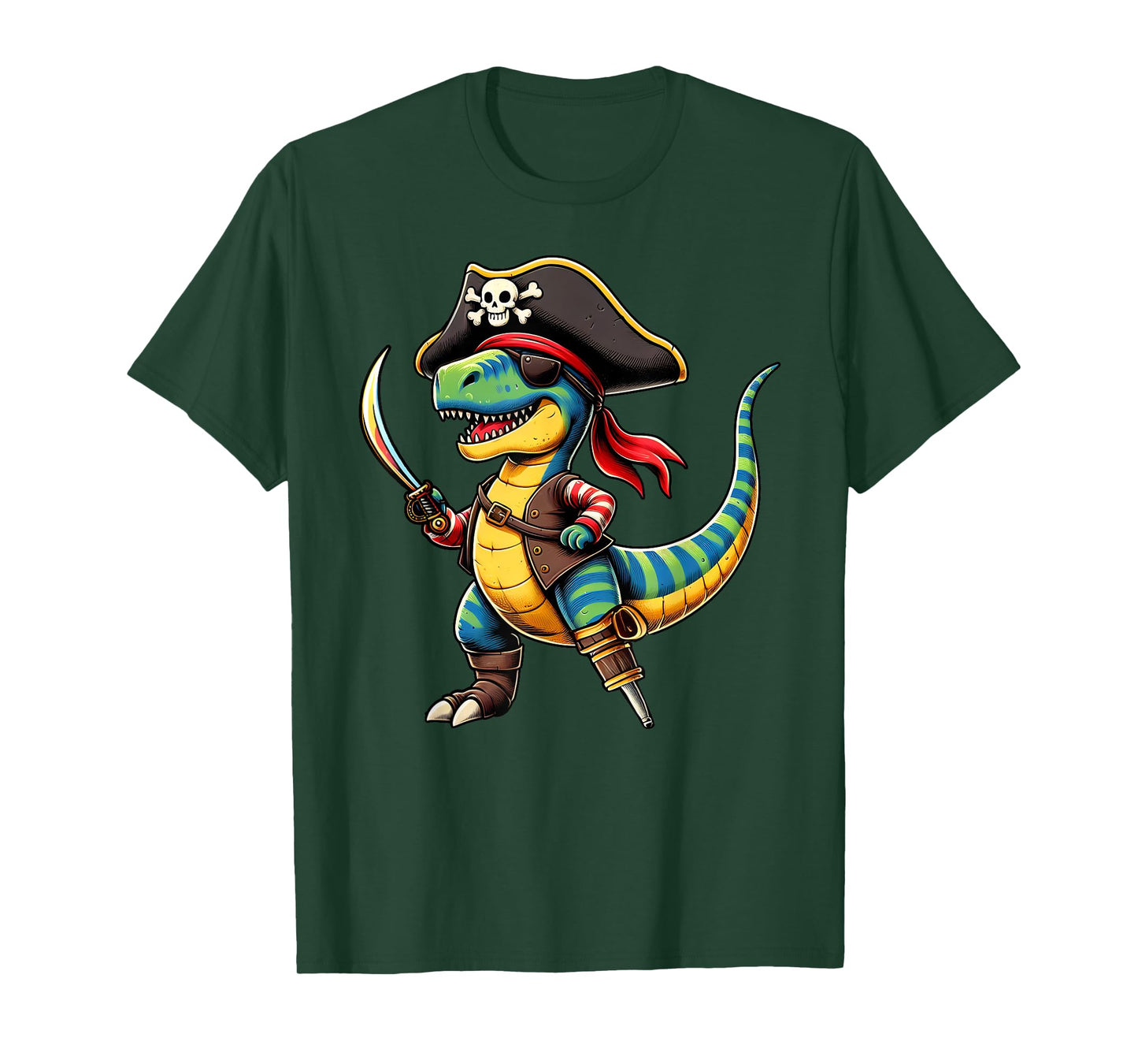 Funny Halloween Boys Kids Toddlers Dinosaur Trex Pirate T-Shirt