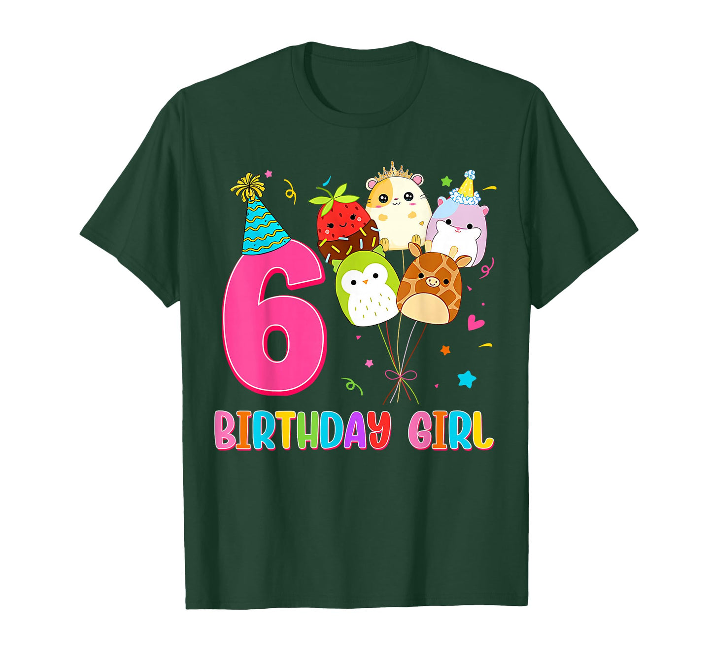Birthday Girl Squish Squad 6 Years Old Cute 6th Birthday T-Shirt