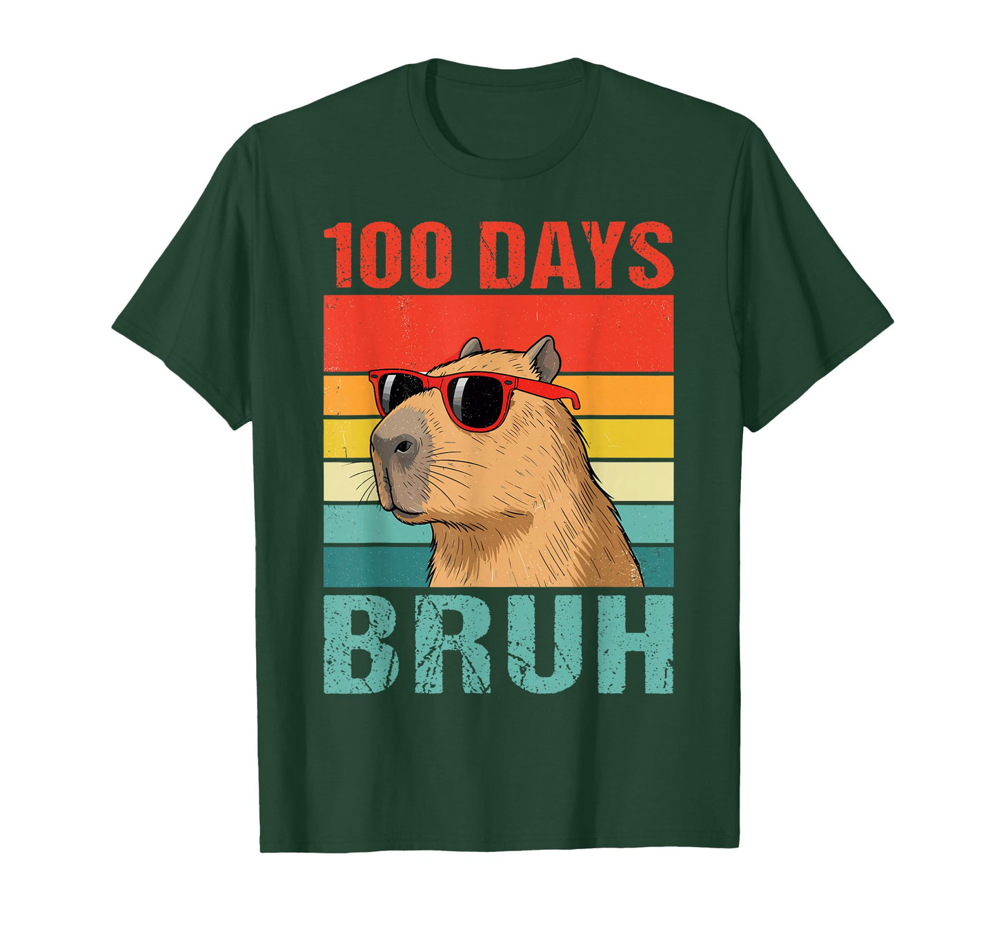 100 Days Bruh Capybara 100 Days of School for Boys Kids T-Shirt