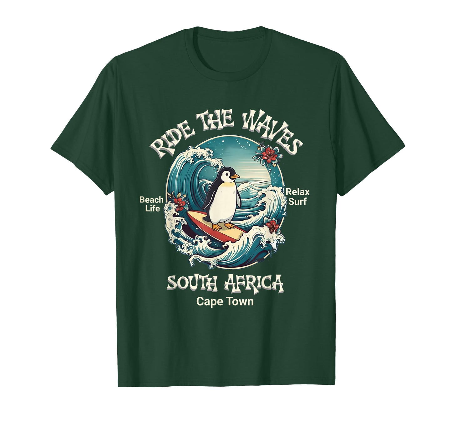 Penguin Surfing Waves South Africa Cape Cod Surfs Up Fun T-Shirt