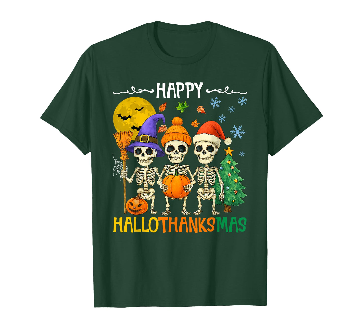 Happy Hallothanksmas Skeleton Meme Funny Holiday Mashup T-Shirt