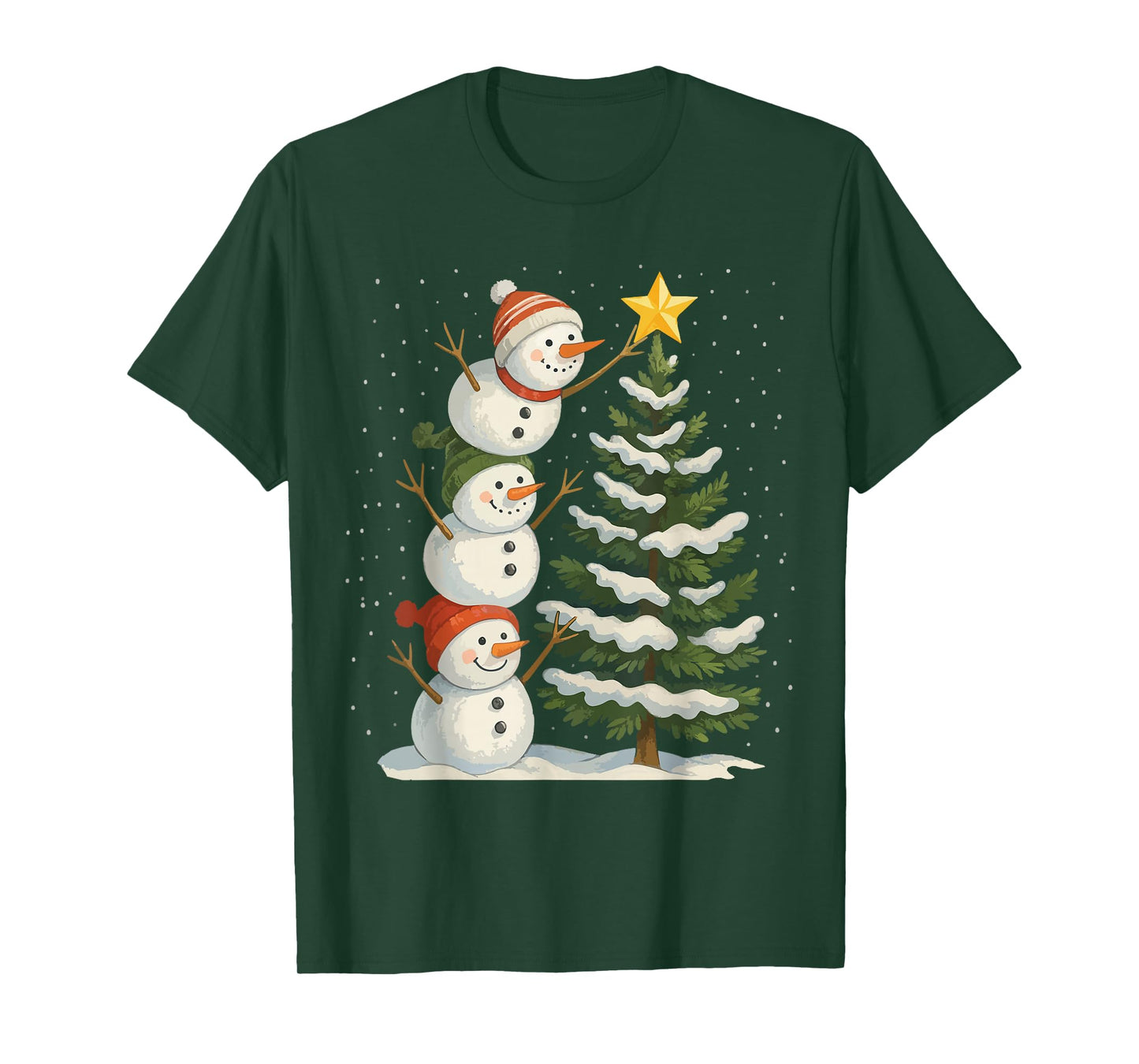 Funny Christmas Snowman Topper Tree Holiday Family Women Men T-Shirt