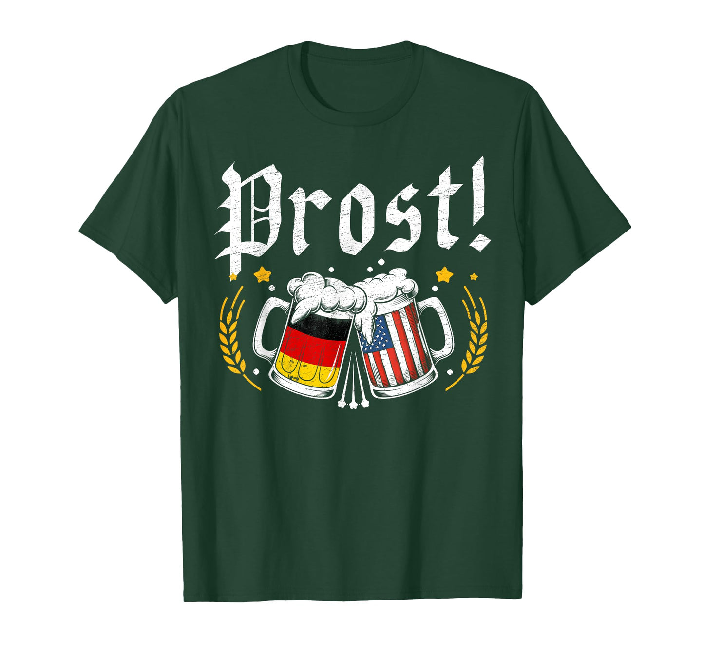 Oktoberfest Drinking Men Women Vintage German USA Flag Prost T-Shirt