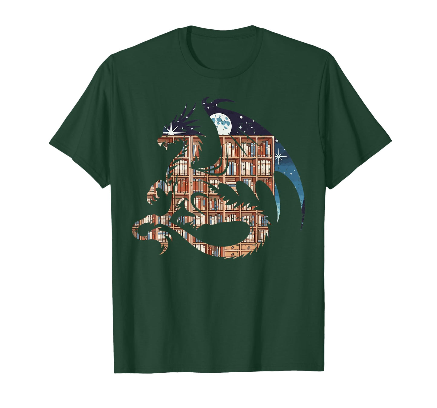 Dragon Silhouette Books Librarian Bookworm Women Men Kids T-Shirt