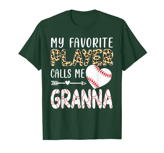 My Favorite Player Calls Me Granna Baseball Leopard T-Shirt