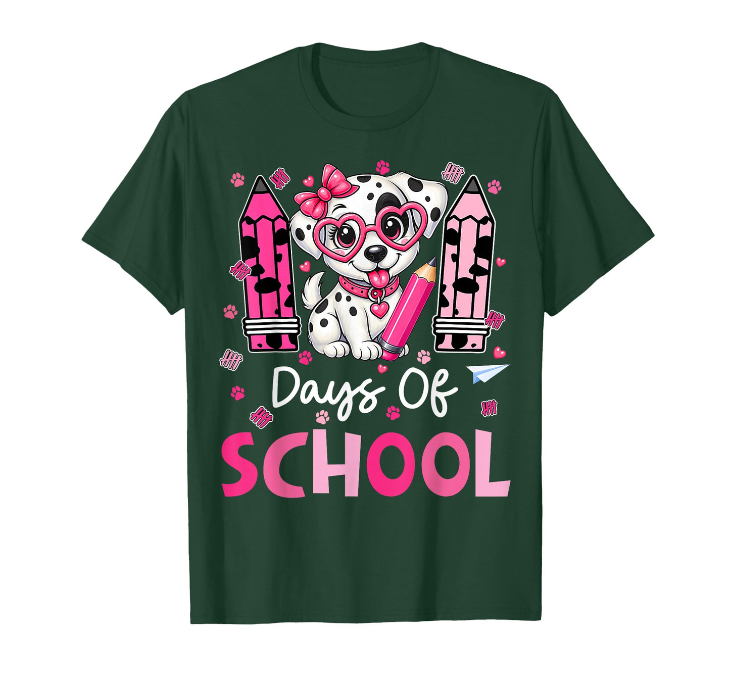 100 Days of School Cute Dalmatian Dog Teachers Girls Kids T-Shirt