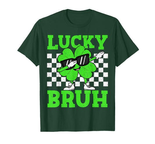 Boys St Patricks Day Kids Lucky Bruh Dabbing Shamrock Clover T-Shirt