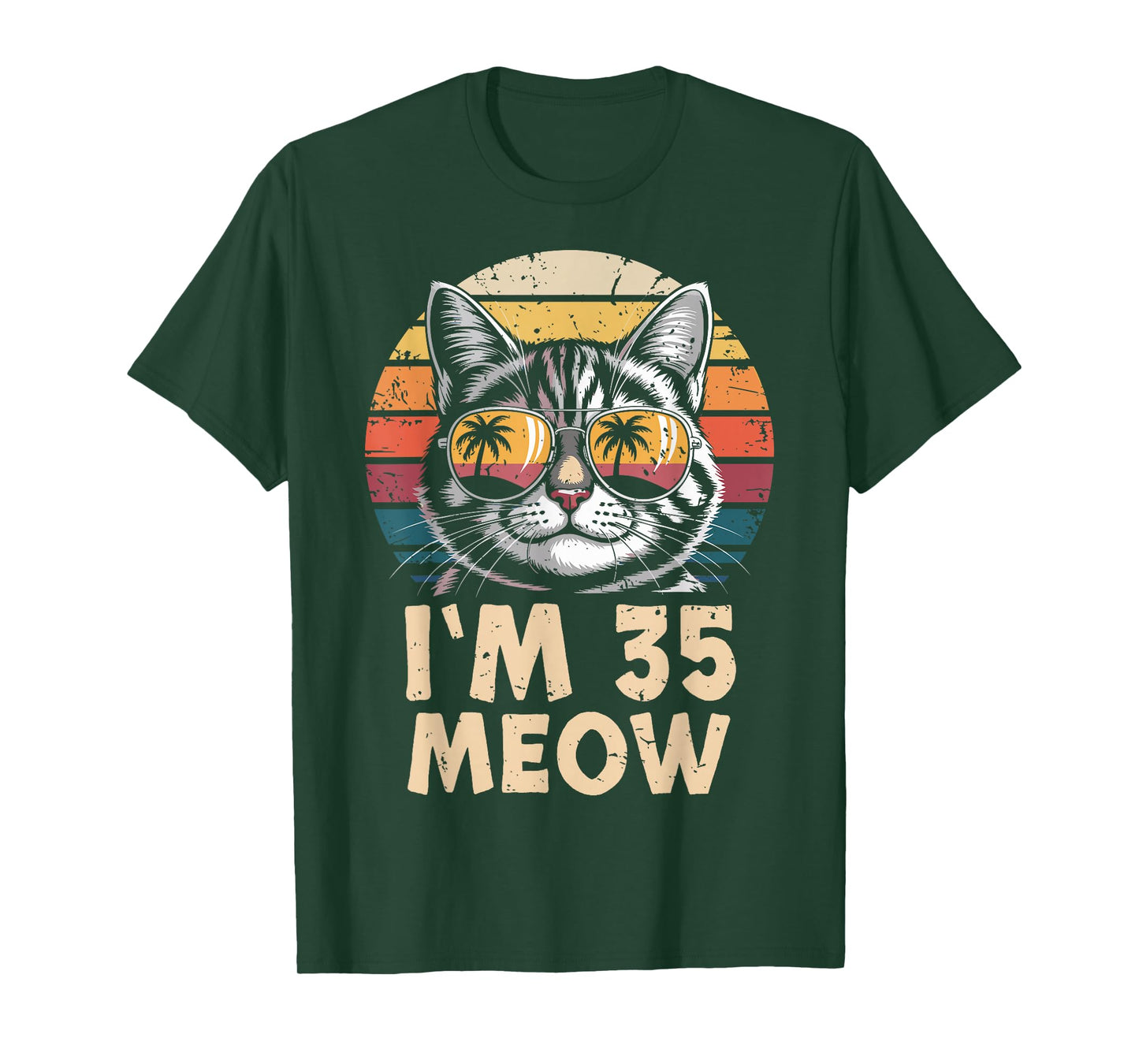 35 Birthday 35 Years Old I’m 35 Meow Funny Cat Birthday T-Shirt