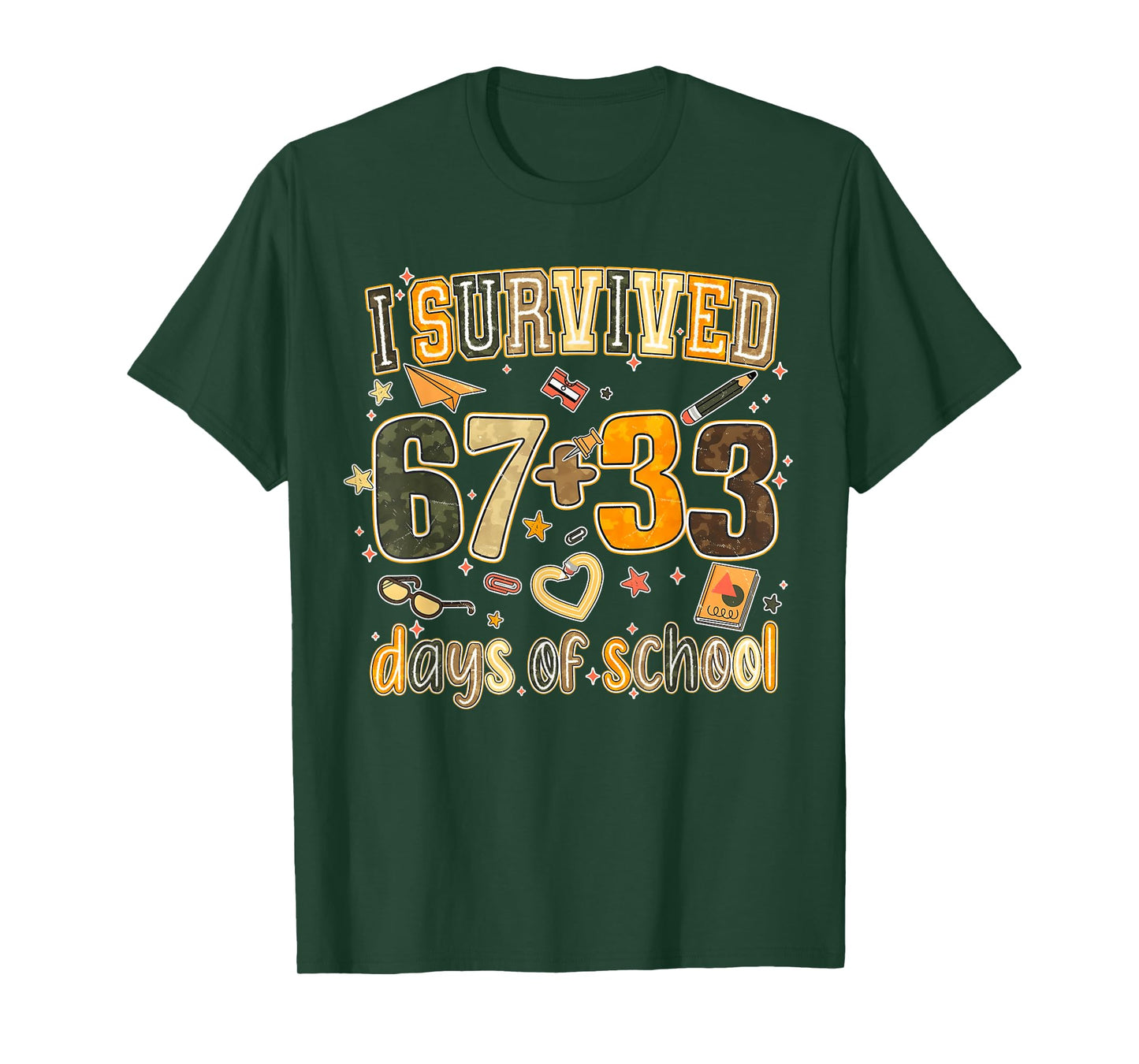 I Survived 67 + 33 Day of School Six Seven Donut Teacher Kid T-Shirt