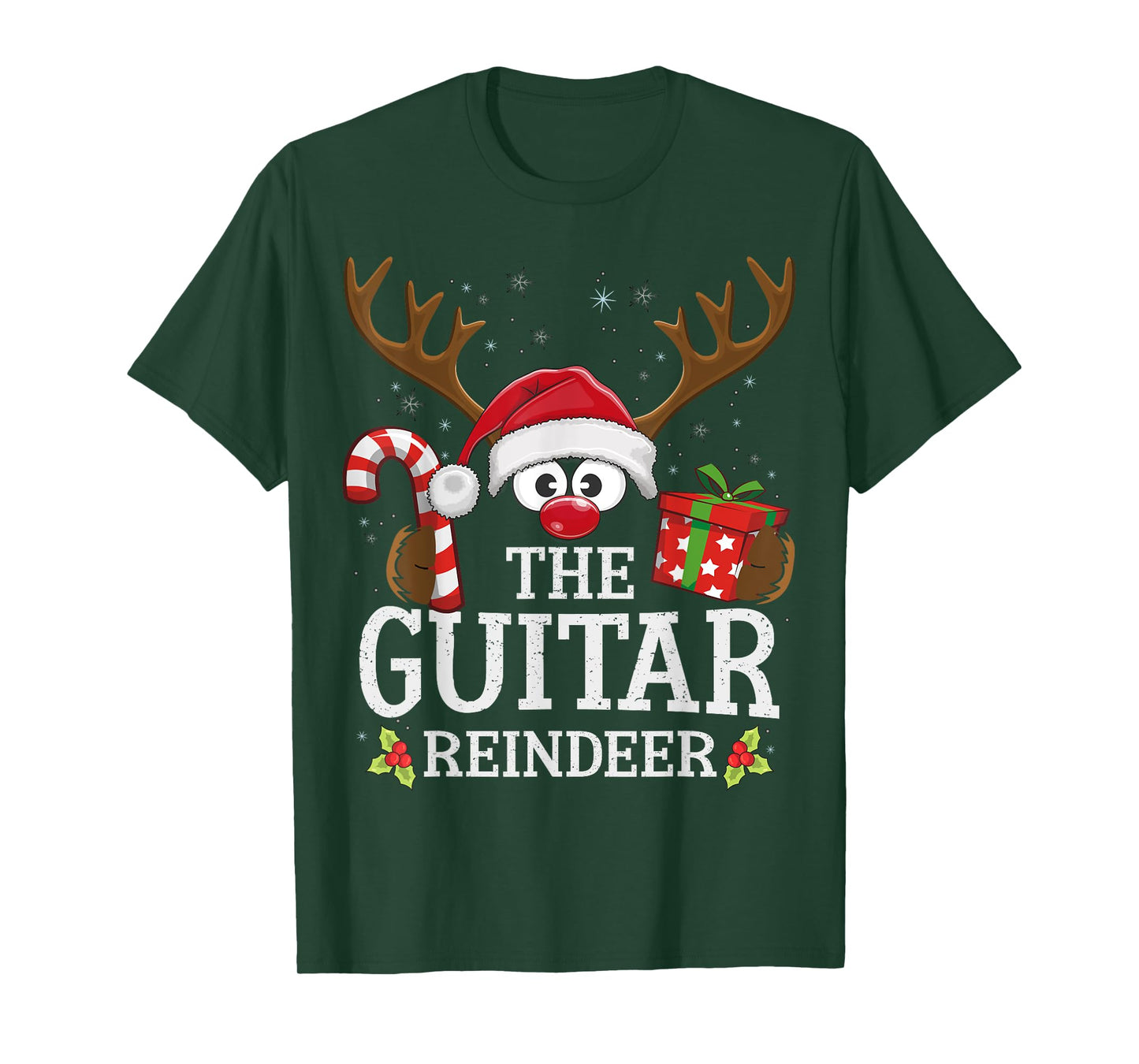 Christmas Matching The Guitar Reindeer Family T-Shirt