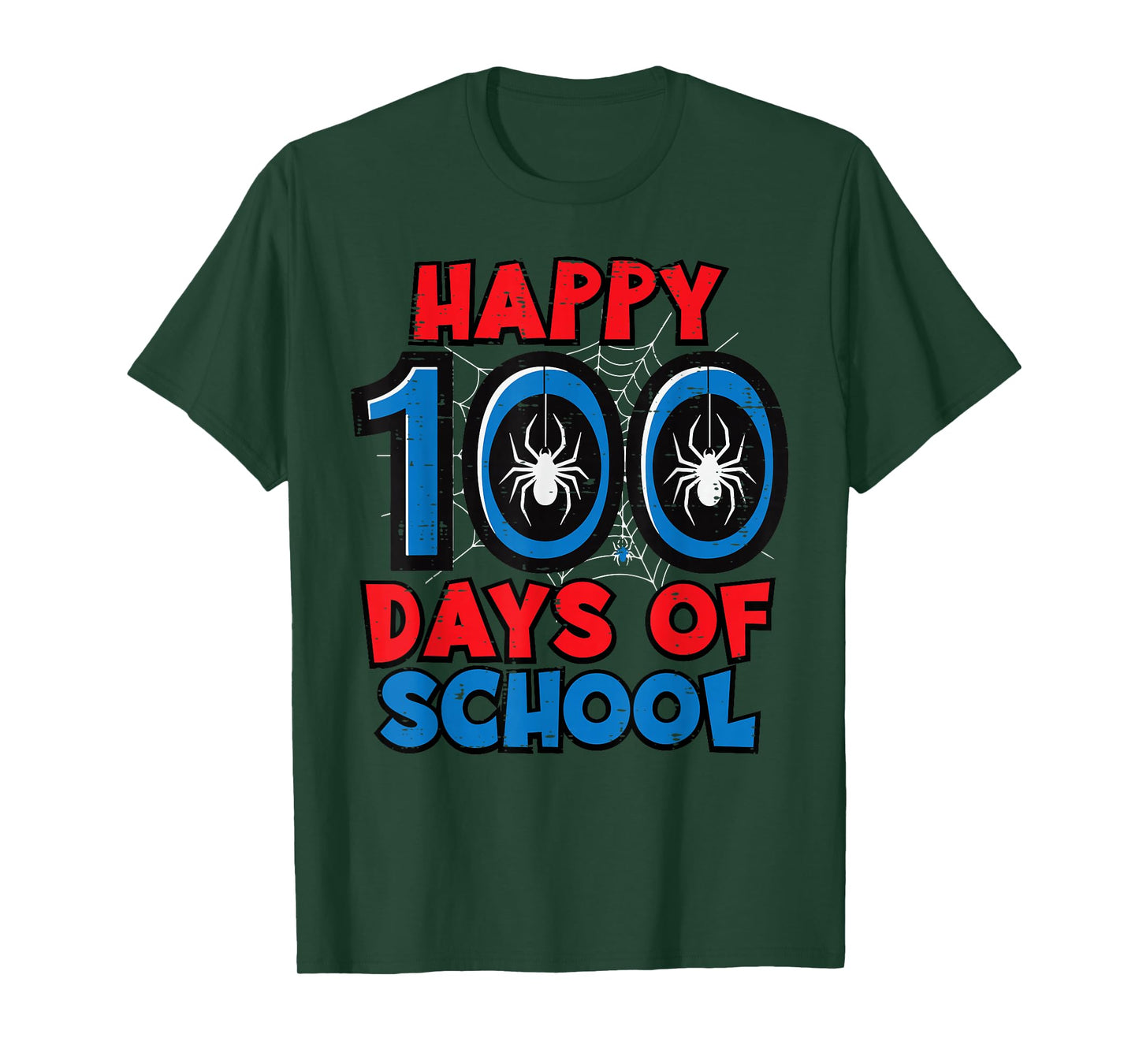 Happy 100 Days of School Spider 100th Day Boy Kids Men Women T-Shirt