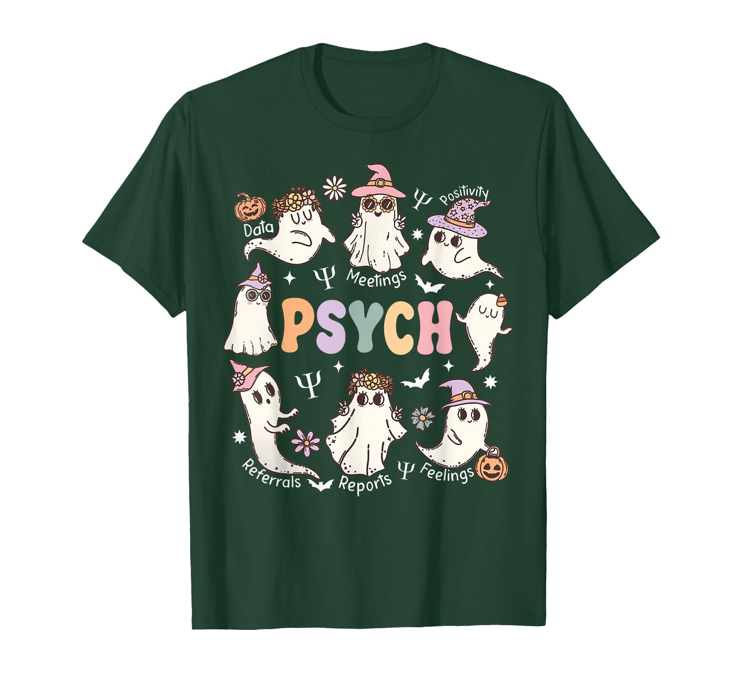 School Psychologist Halloween Spooky Psych Ghost Psychology T-Shirt