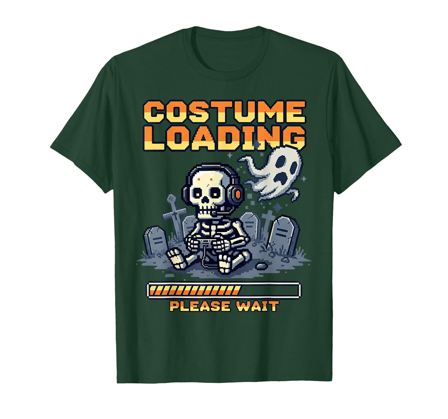 Funny Skeleton Gamer Costume Loading Please Wait Halloween T-Shirt