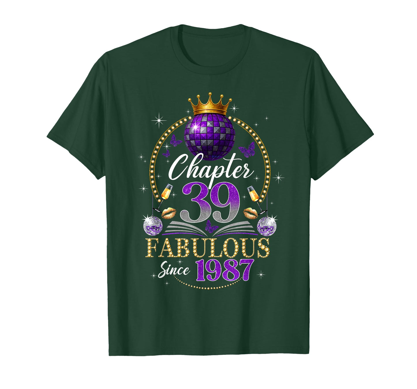 Chapter 39 Since 1987 Purple Disco Ball 39th Birthday Women T-Shirt