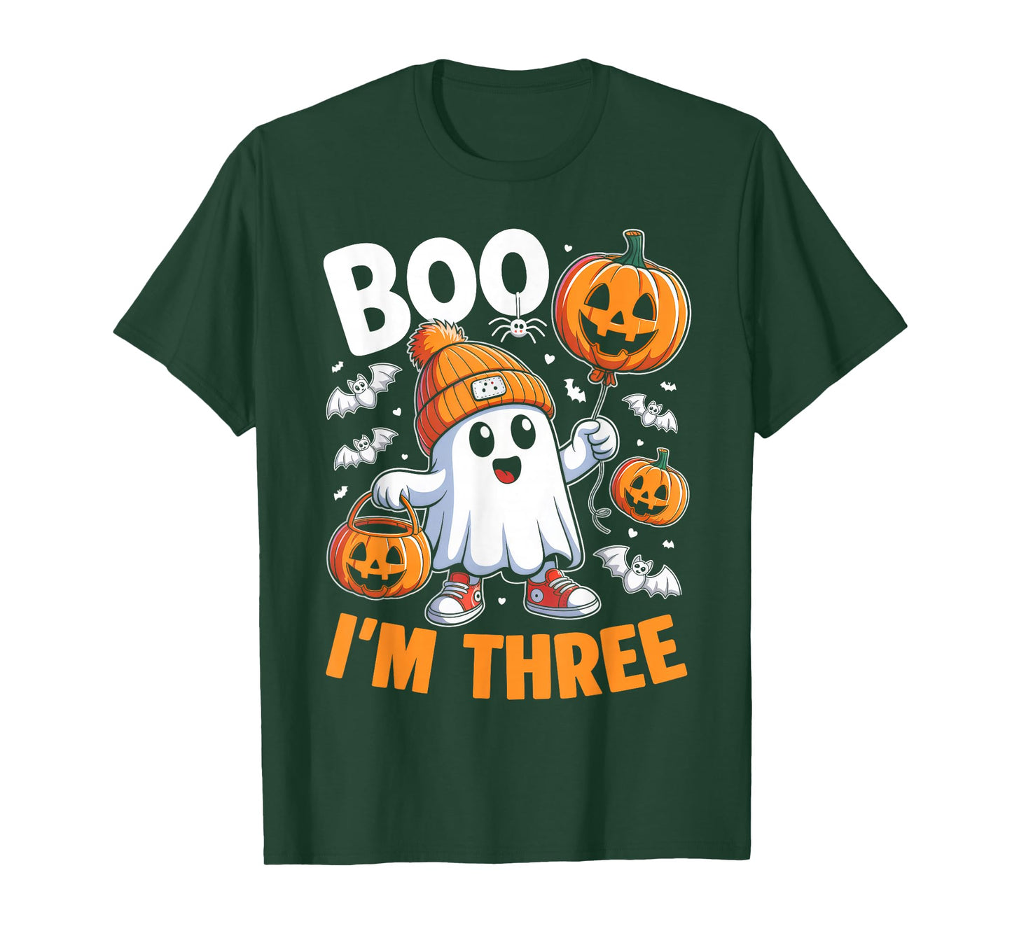 Boo I'm Three Ghost 3rd Birthday Halloween Boy Kids Groovy T-Shirt