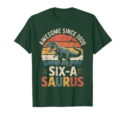 6 Year Old Dinosaur 6th Birthday Gift Trex Dino Six Saurus T-Shirt