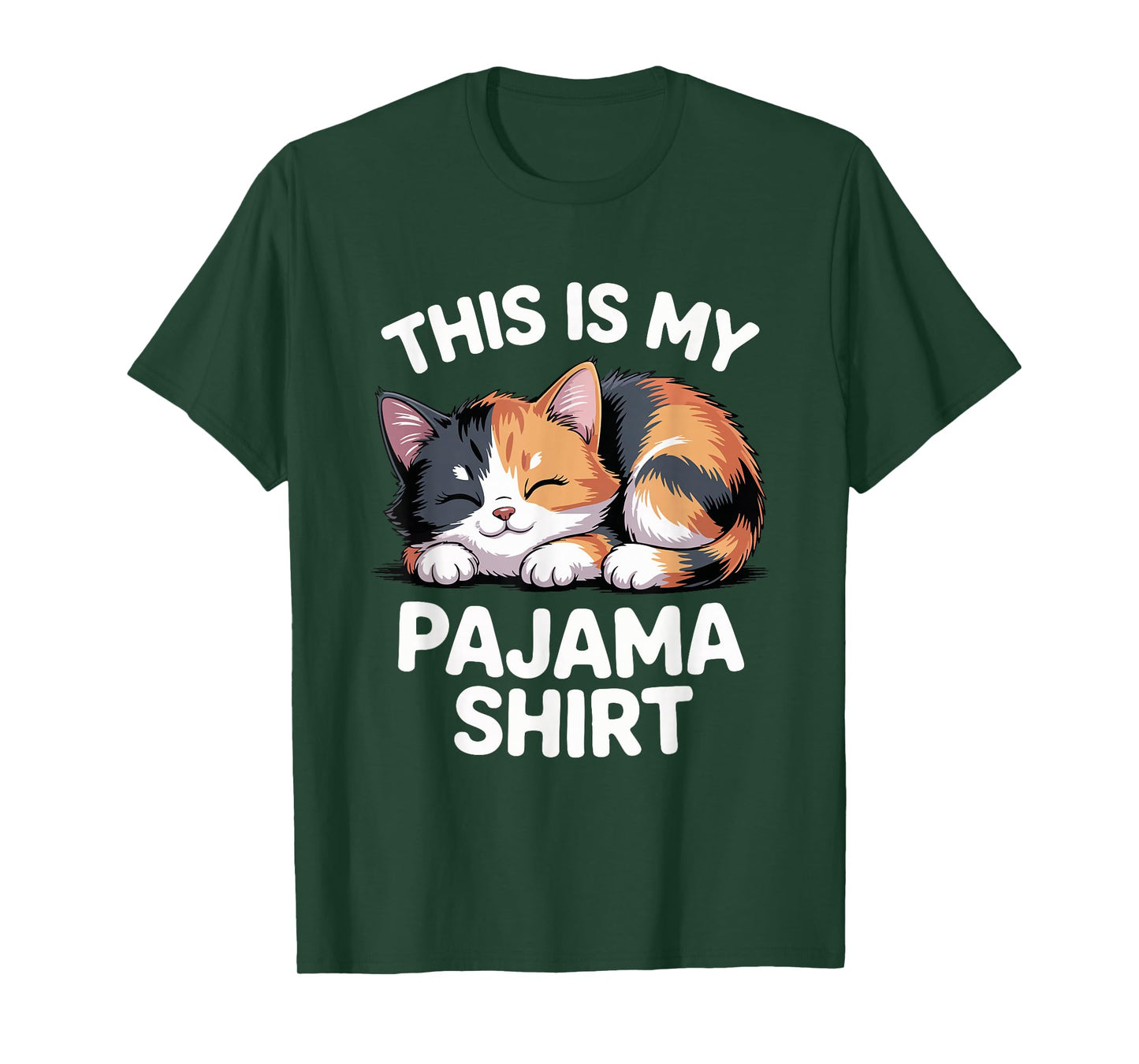 Cute Calico Cat Pajama Funny Bedtime T-Shirt
