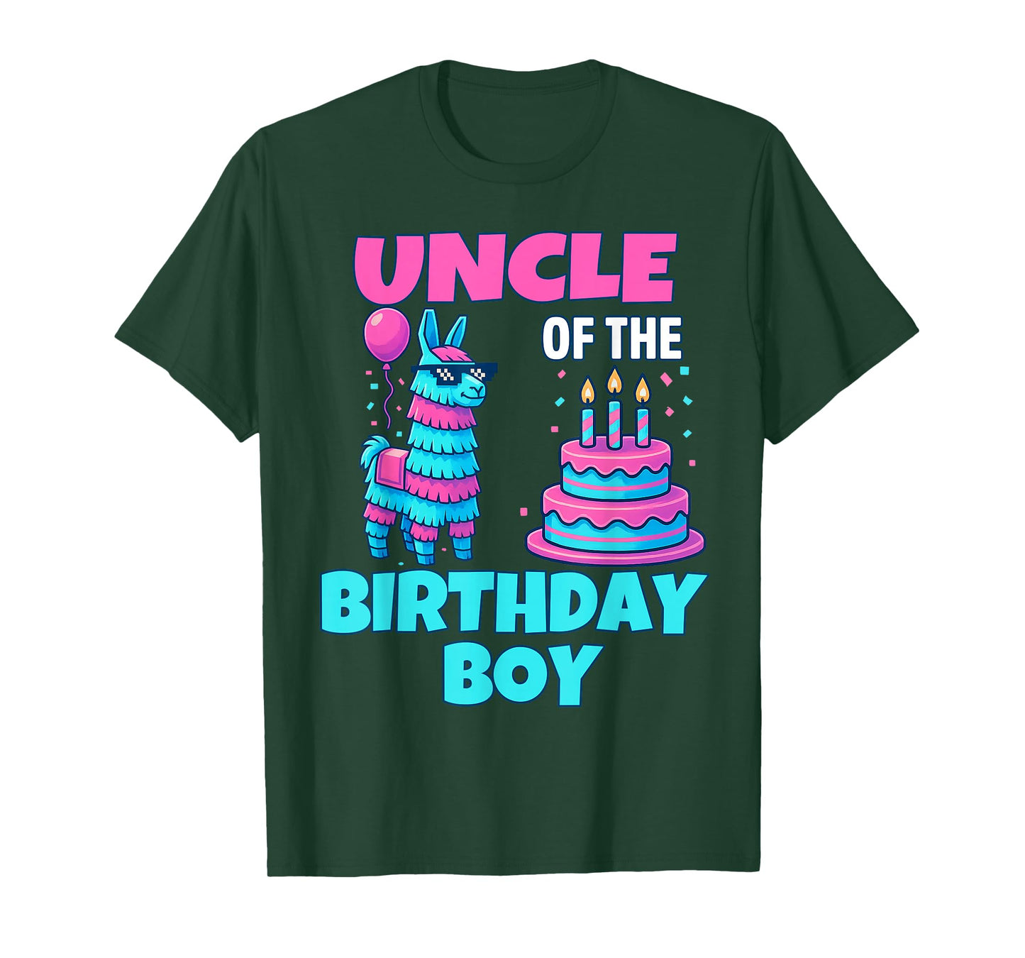 Uncle of Birthday Boy Llama Pinata Party family mathing men T-Shirt