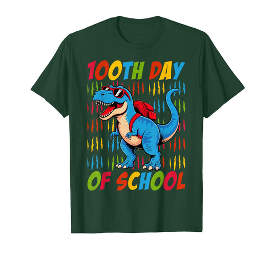 100 Days Dinosaur Trex 100th Day of School Shirt Boys Kids T-Shirt