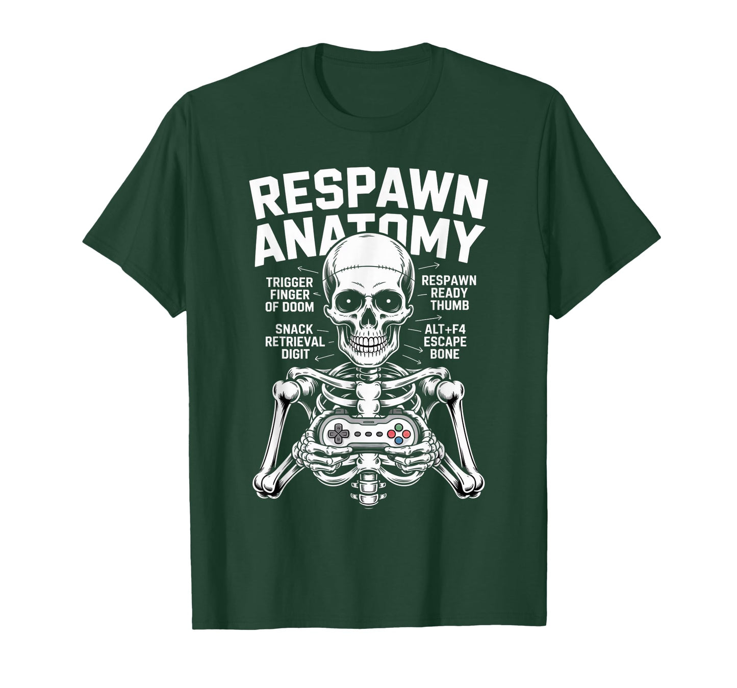 Funny Respawn Anatomy Of A Gamer Skeleton Hand Men Boys Kids T-Shirt